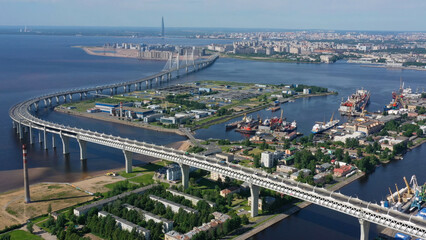 Naklejka premium Aerial view of St. Petersburg city