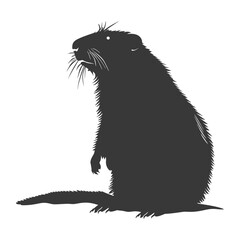 Fototapeta premium Silhouette Groundhog animal black color only full body