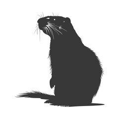 Obraz premium Silhouette Groundhog animal black color only full body