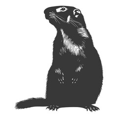 Obraz premium Silhouette Groundhog animal black color only full body
