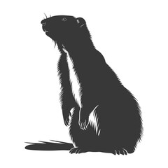 Fototapeta premium Silhouette Groundhog animal black color only full body