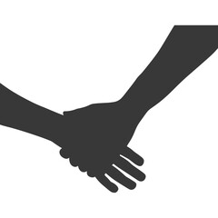 Silhouette Joining Hands holding in Harmony and Peace Between Races