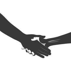 Fototapeta premium Silhouette Joining Hands holding in Harmony and Peace Between Races