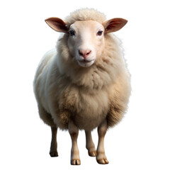 Curious sheep standing with transparent background
