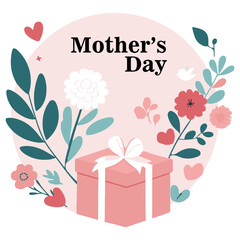 Mother's day greeting design with beautiful blossom flowers
