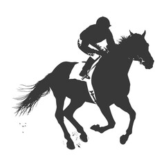 Silhouette horse racing sport single man black color only