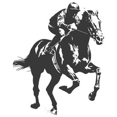 Fototapeta premium Silhouette horse racing sport single man black color only