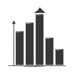 Silhouette Infographic bar graph growth 2D object black color only