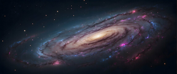 A stunning portrayal of a spiral galaxy amidst the infinite darkness of space, reflecting the beauty of the cosmos