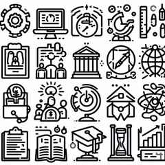 outline higher education icon set silhouette vector illustration white background. higher education, university. Linear icon collection.