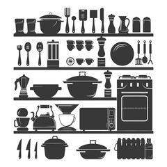 Silhouette kitchen at home equipment black color only