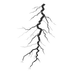 Fototapeta premium Silhouette Lightning strike bolt black color only