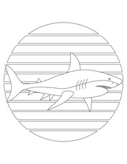 Shark Coloring Page. Aquatic Animal Coloring Page for Kids Who Love Underwater Sea Animals, Marine Life, and Sea Life