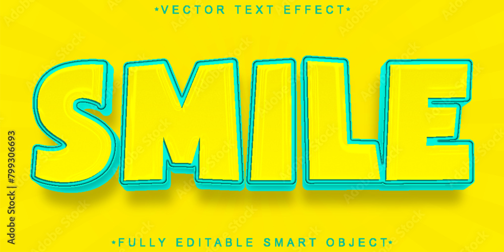 Poster yellow cartoon smile vector fully editable smart object text effect