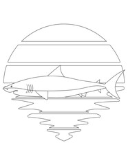 Shark Coloring Page. Aquatic Animal Coloring Page for Kids Who Love Underwater Sea Animals, Marine Life, and Sea Life