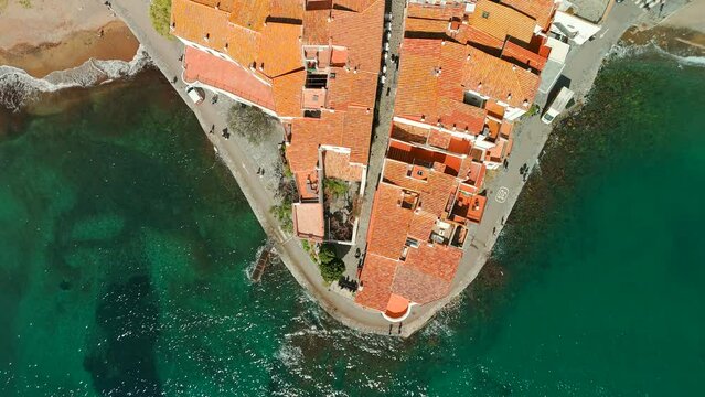 Aerial view of picturesque town of Cadaques on the Costa Brava Catalonia, Spain