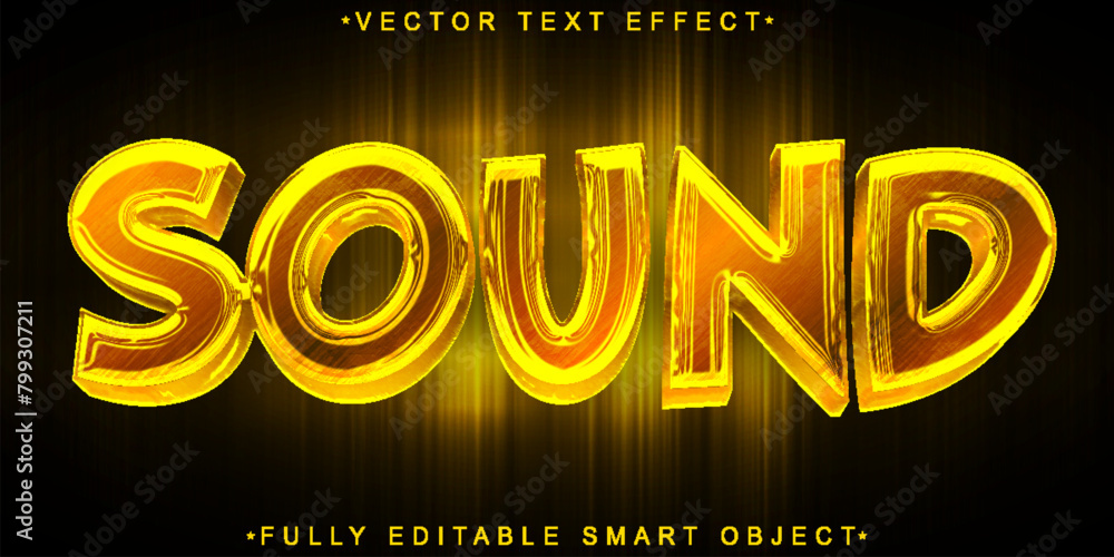 Poster shiny orange sound vector fully editable smart object text effect