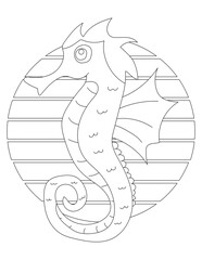 Seahorse Coloring Page. Aquatic Animal Coloring Page for Kids Who Love Underwater Sea Animals, Marine Life, and Sea Life