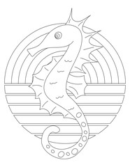 Seahorse Coloring Page. Aquatic Animal Coloring Page for Kids Who Love Underwater Sea Animals, Marine Life, and Sea Life