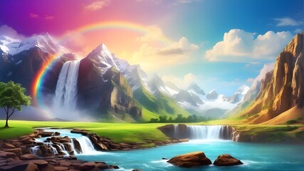 waterfall in the mountains