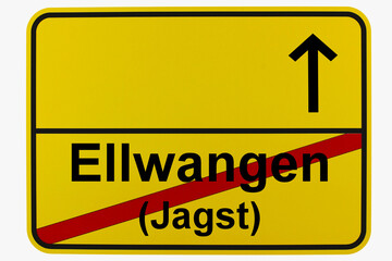 	
Illustration eines Ortsausgangsschildes von Ellwangen (Jagst) in Baden-Württemberg	