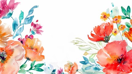 Colorful Watercolor Flowers Banner for Mother's Day Generative AI