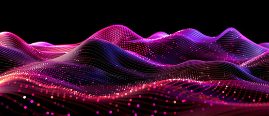 Abstract Wave with Moving Dots and Lines