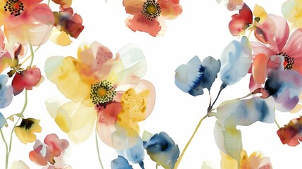 Watercolor Floral Pattern for Fabric and Paper Designs Generative AI