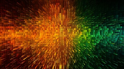 Vibrant Abstract Pixel Background: Glowing Orange and Green Plastic Texture