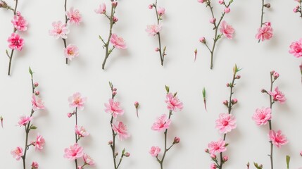 Pink Floral Pattern on White Background Generative AI