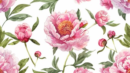 Obraz premium Summer Floral Background with Pink Peonies Generative AI