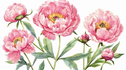 Summer Floral Background with Pink Peonies Generative AI