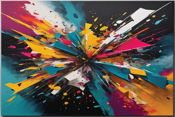 Celestial Euphoria: A Dynamic Acrylic Masterpiece Exploding with Vibrant Joy, Energy, and Exuberance, Celebrating the Cosmos in Canvas through Bold Abstract Expressionism