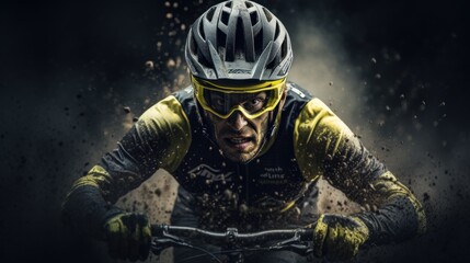 Professional male cyclist road bicycle racer in action