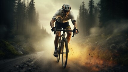Professional male cyclist road bicycle racer in action
