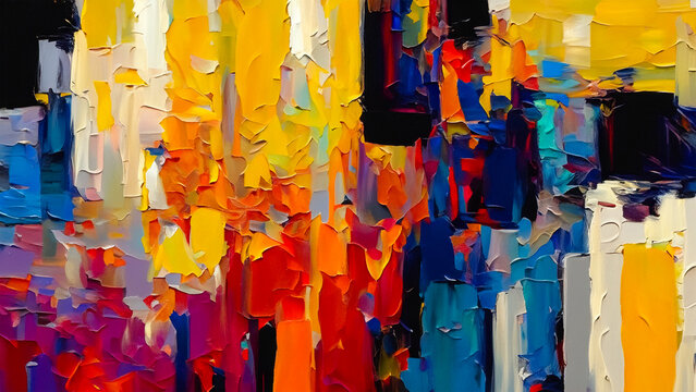 an abstract oil painting that explores the interplay between chaos and order
