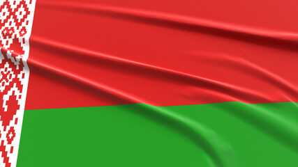 Belarus Flag. Fabric textured Belarus Flag. 3D Render Illustration.