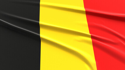 Belgium Flag. Fabric textured Belgian Flag. 3D Render Illustration.