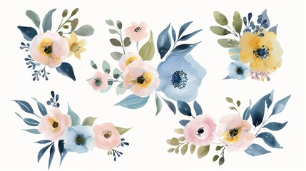Delicate Floral Bouquet Illustration Generative AI