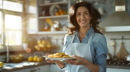 Woman Presenting Homemade Dish