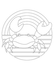 Crab Coloring Page. Aquatic Animal Coloring Page for Kids Who Love Underwater Sea Animals, Marine Life, and Sea Life