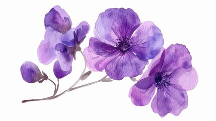 Purple Flower Clipart on White Background Generative AI