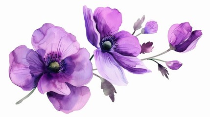Fototapeta premium Purple Flower Clipart on White Background Generative AI