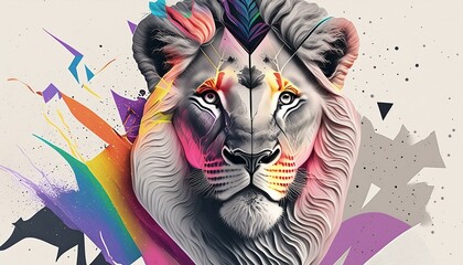 lion, illustration, art, graphic, design, cool, designer, Generative AI