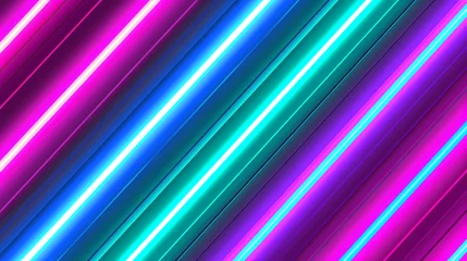 Fotobehang Vivid Neon Lights Displaying a Striking Diagonal Pattern © Artistic Visions