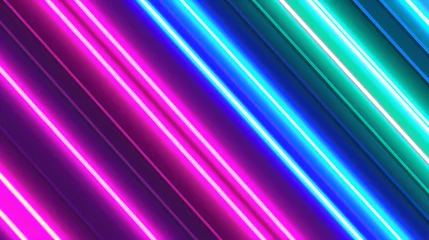Fotobehang Vivid Neon Lights Displaying a Striking Diagonal Pattern © Artistic Visions