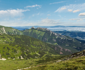 Tatra Mountain, Poland, view to Giewont mount from Kasprowy Wierch range.