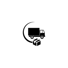 Delivery truck with box icon isolated on white background