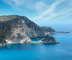 Summer Ionian sea coast  view (Kefalonia, Greece, near Petani Beach)