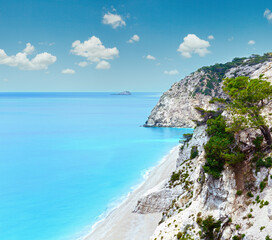 Fototapeta premium Summer top view of Egremni beach (Lefkada, Greece)